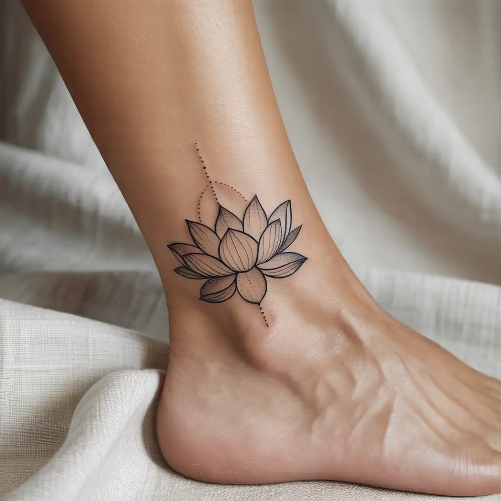 Lotus Flower Ankle Tattoo