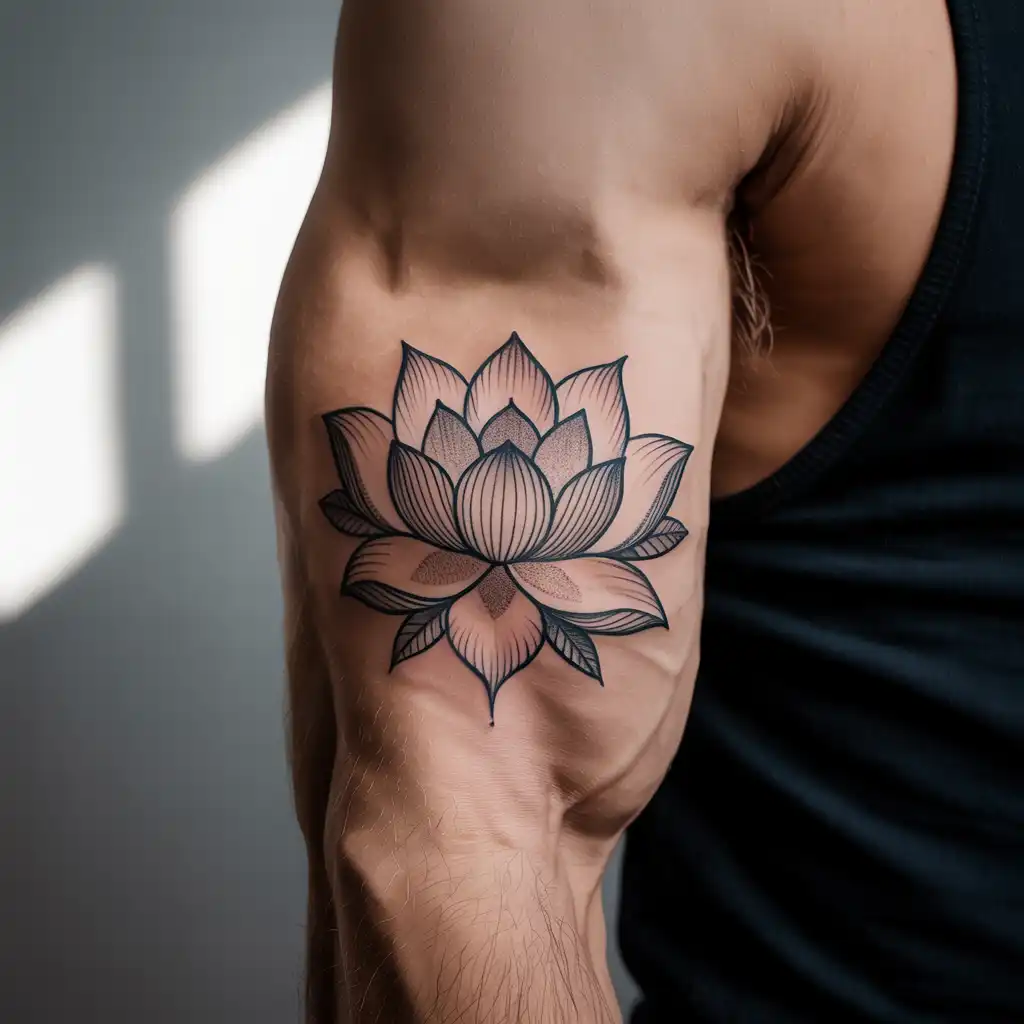 Lotus Flower Masculine Tattoo