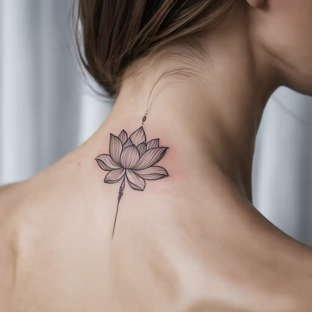Lotus Neck Tattoo