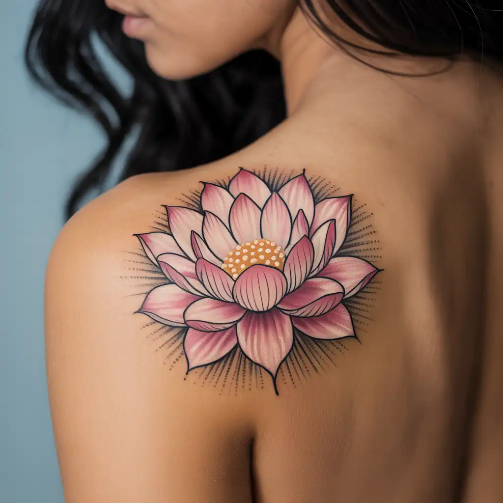 Lotus Shoulder Blade Tattoo