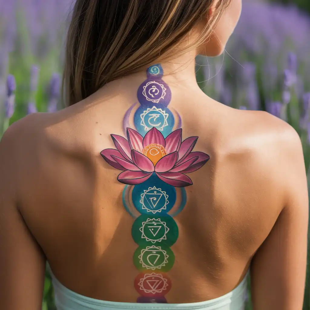 Lotus With Chakras Tattoo