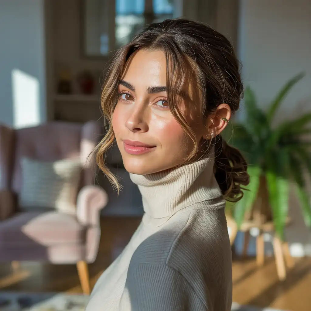 Low Ponytail with Face-Framing Pieces