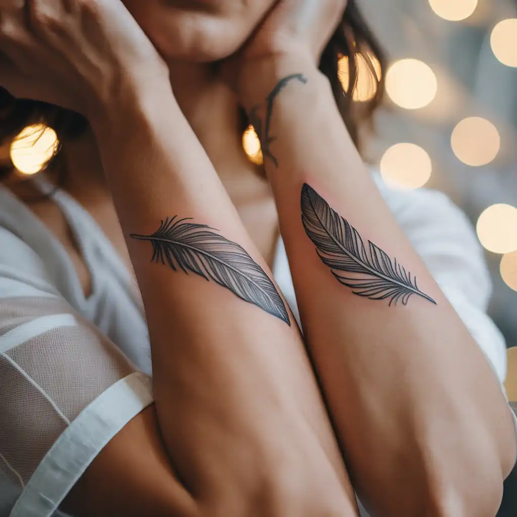 Matching Feather Tattoos