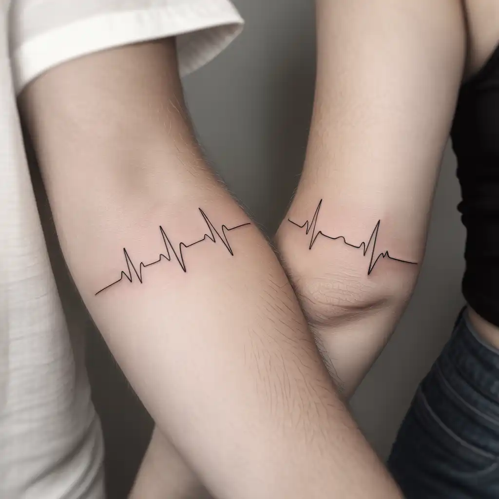 Matching Heartbeat Line Tattoos