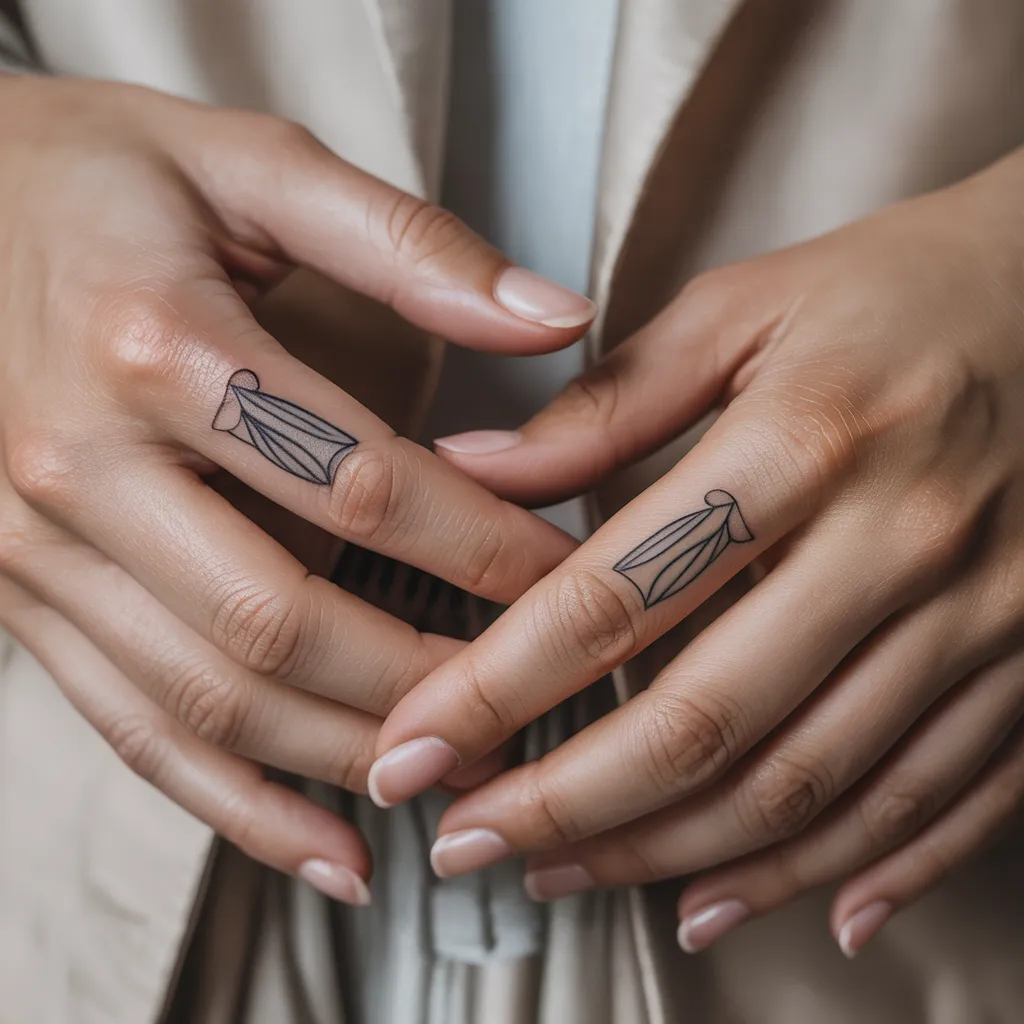 Matching Line Finger Tattoos