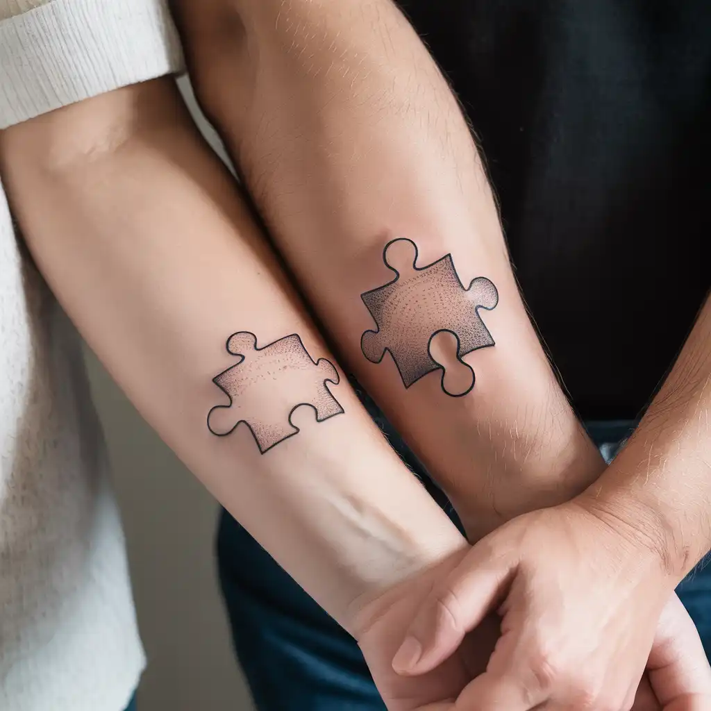 Matching Puzzle Piece Tattoos