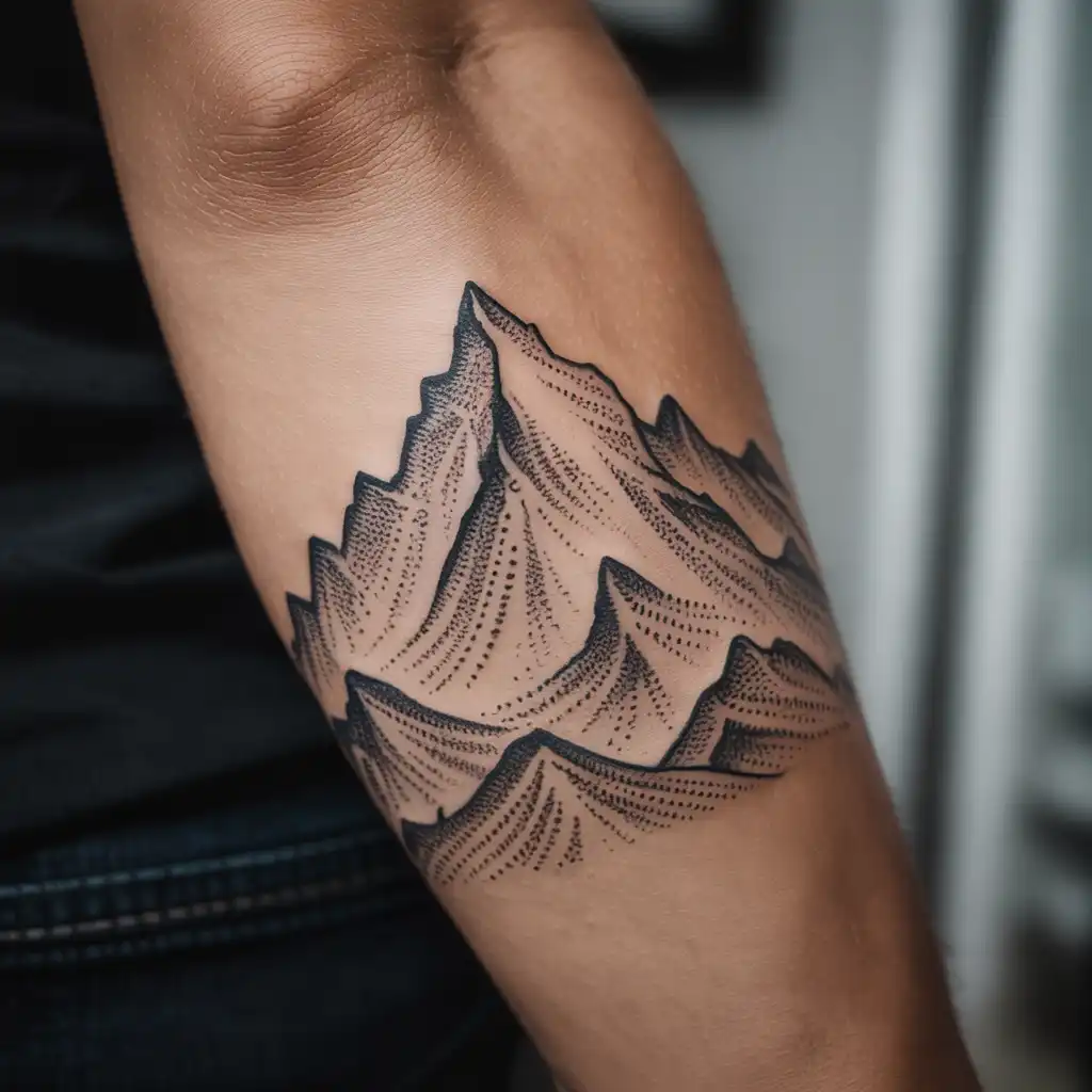 Minimal Dotwork Mountains