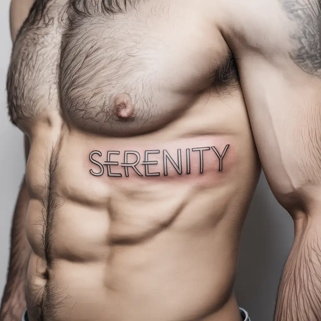 Minimal Script Rib Tattoo