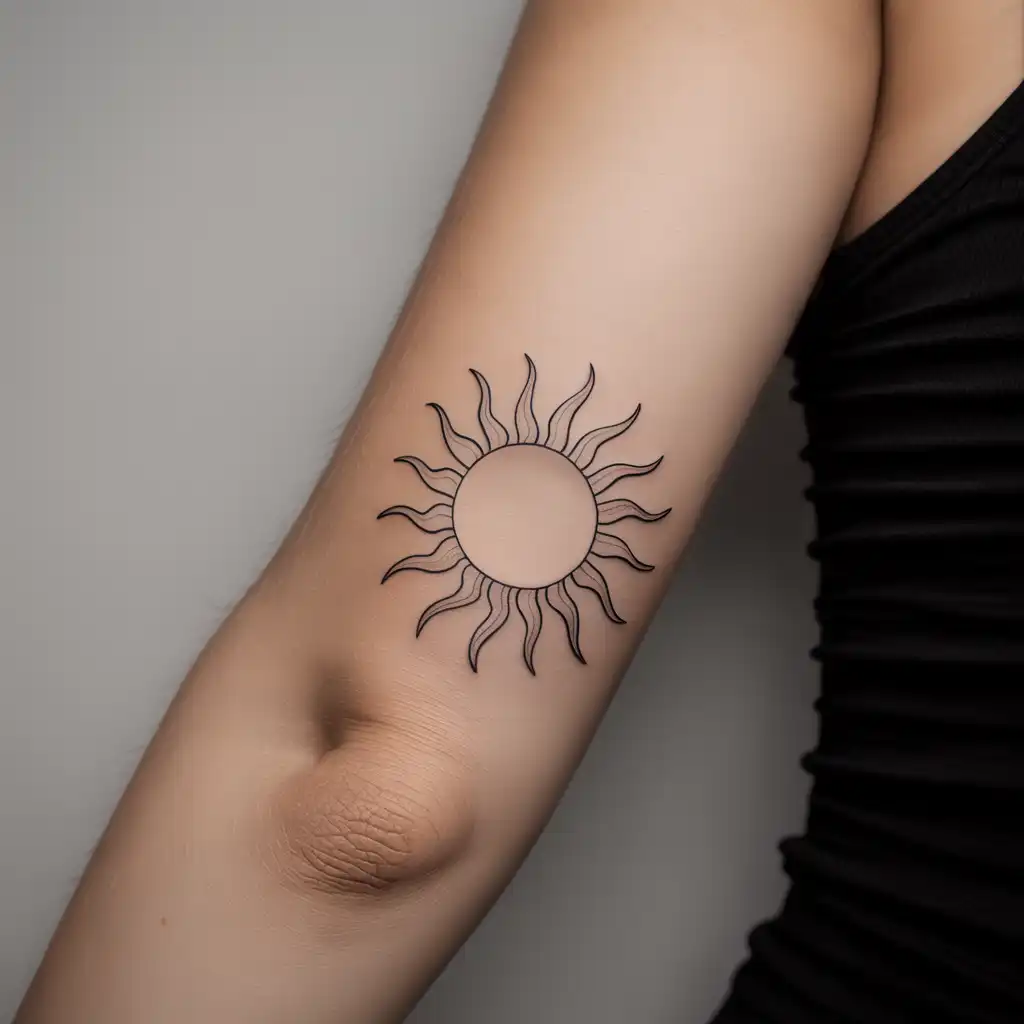 Minimal Sun Outline Tattoo