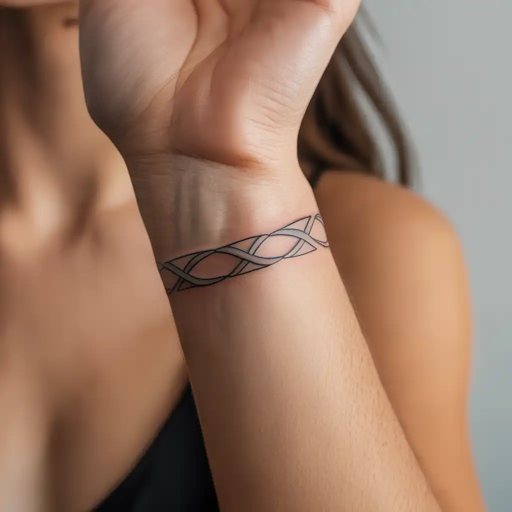 Minimal Tribal-Inspired Bracelet Tattoo