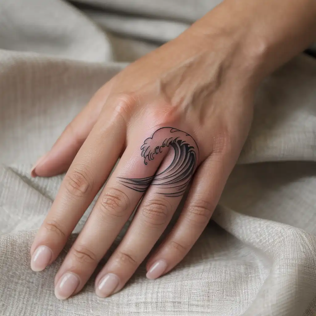 Minimal Wave Finger Tattoo