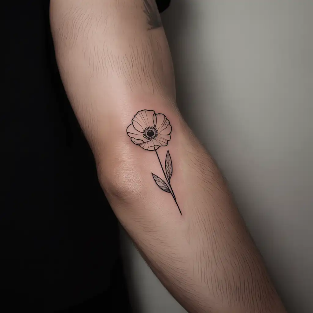 Minimalist Masculine Flower Tattoo