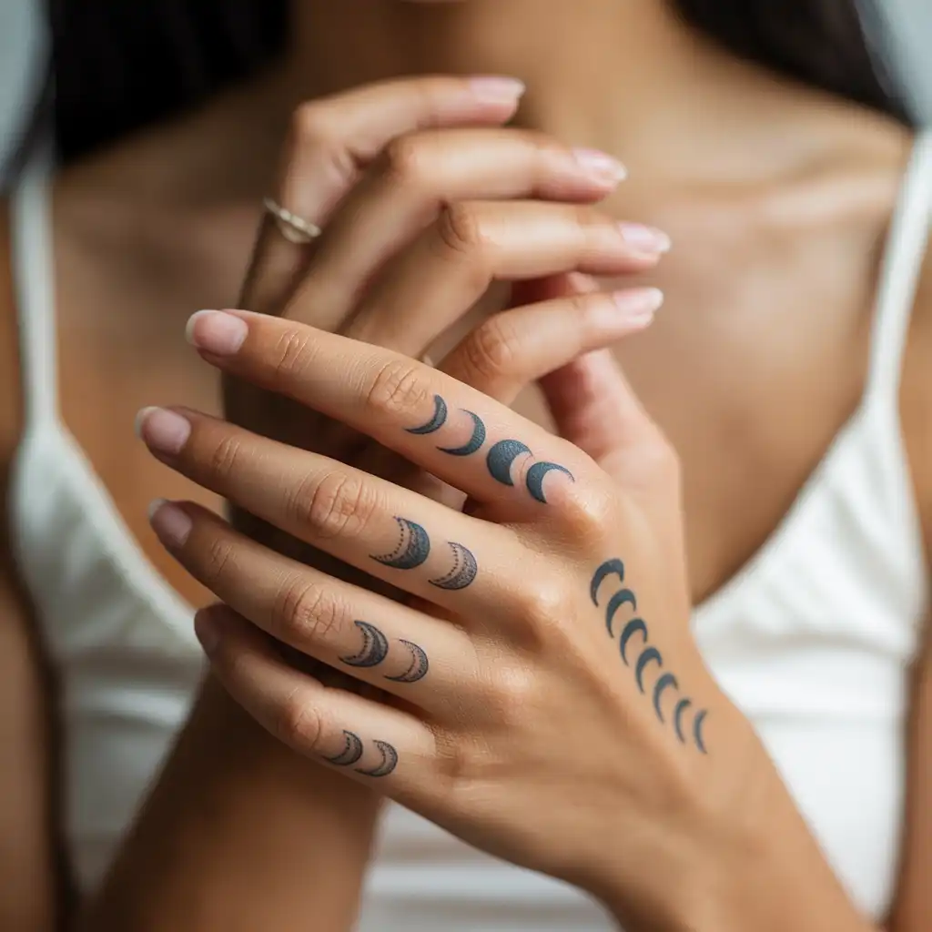 Moon Phase Finger Tattoo