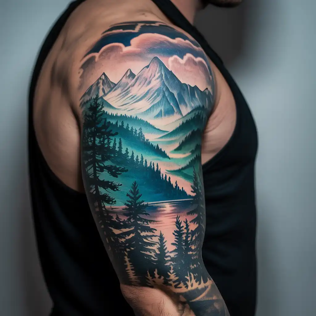 Mountain Sleeve Tattoo