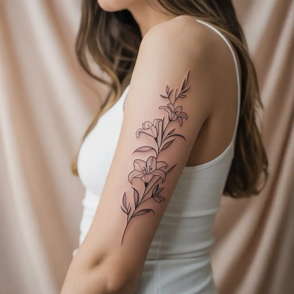Negative Space Floral Lower Arm Tattoo