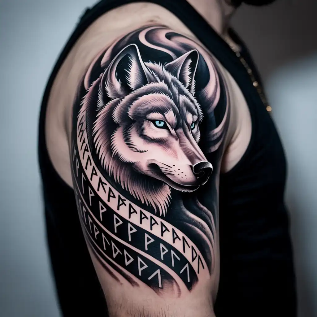 Nordic Wolf Myth Tattoo