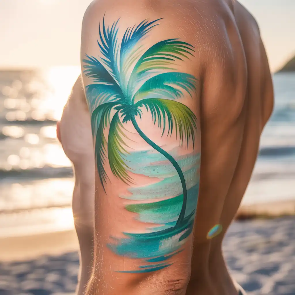 Palm Tree Watercolor Style