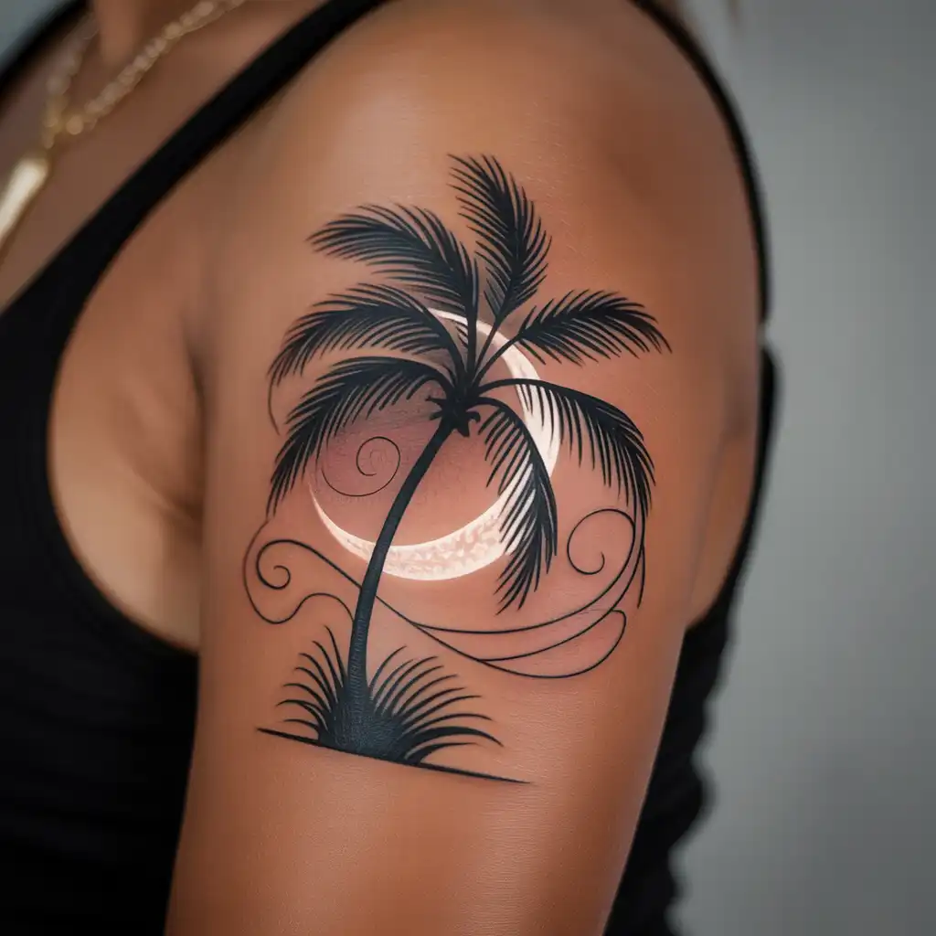 Palm Tree With Moon Design