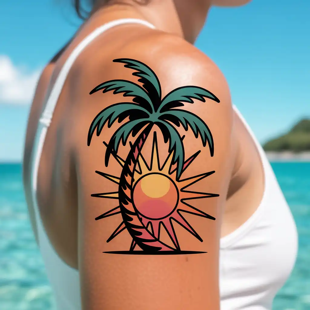 Palm Tree and Sun Fusion