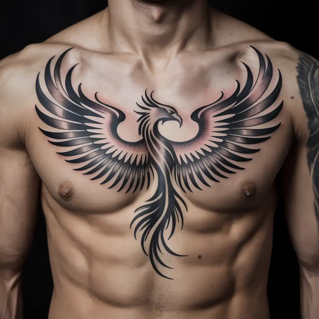 Phoenix Rising Rib Tattoo
