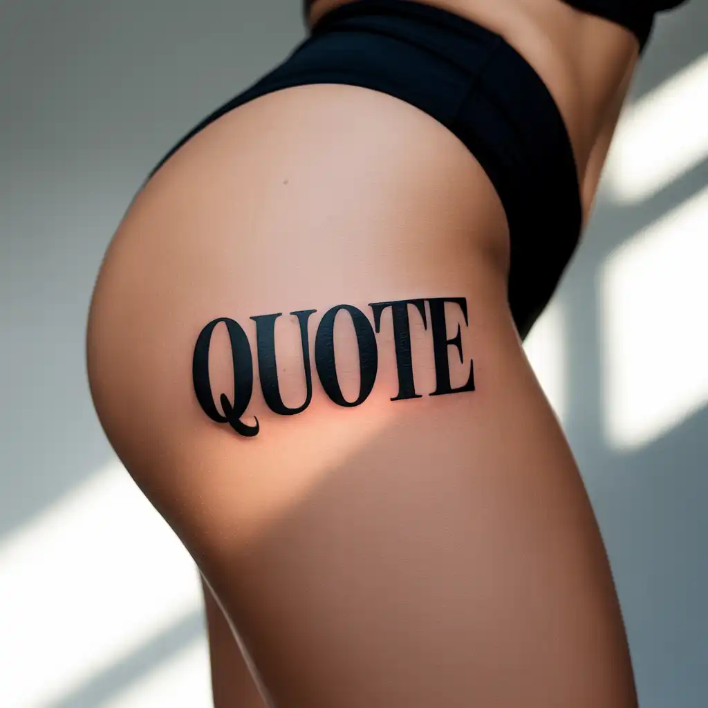 Quote Thigh Tattoo With Bold Placement