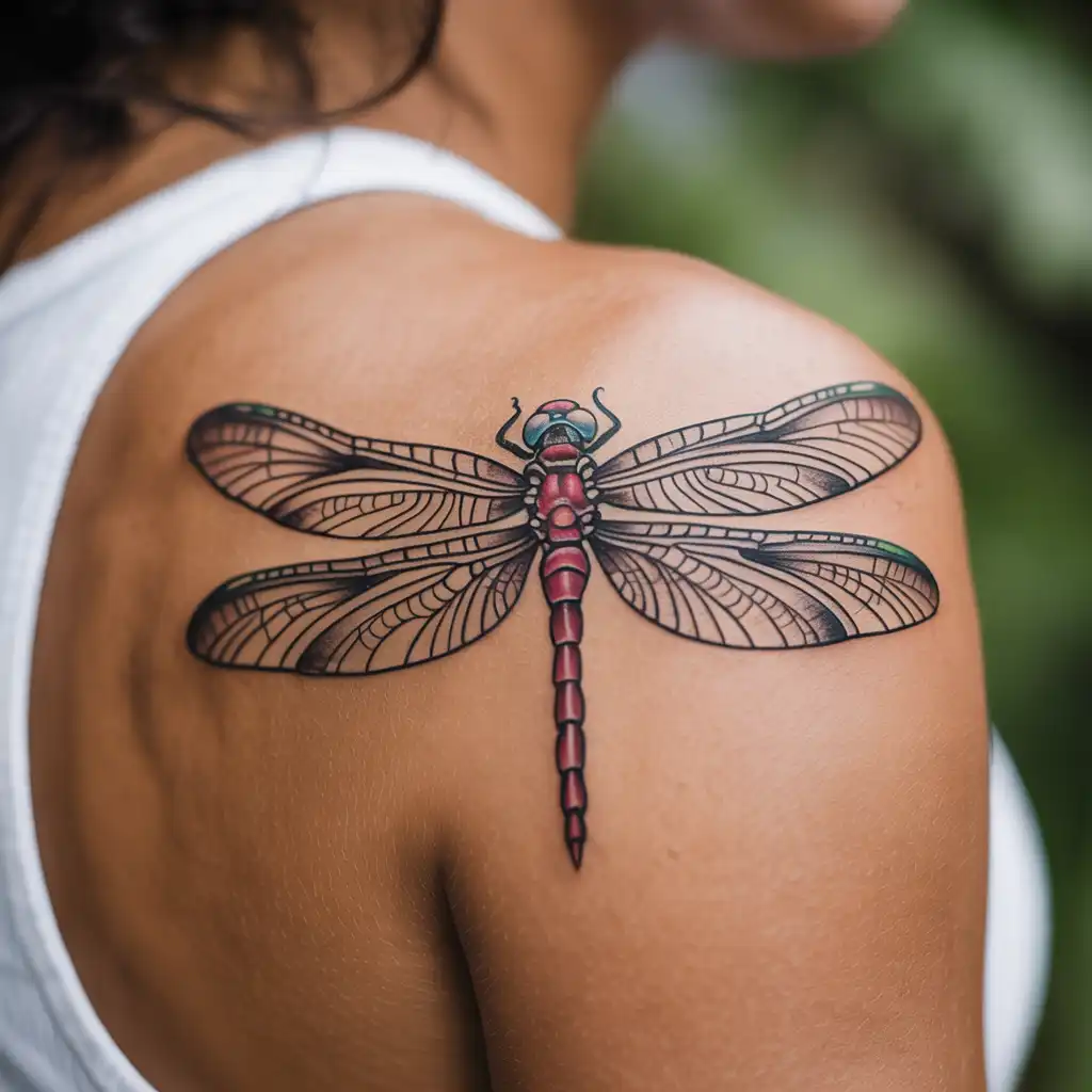 Realistic Dragonfly Tattoo