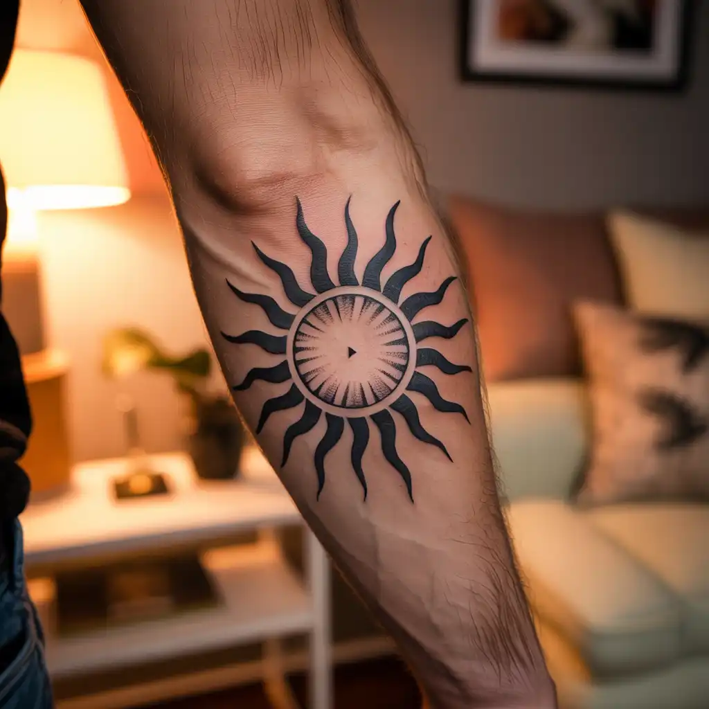 Rising Sun Forearm Tattoo