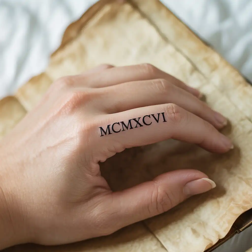 Roman Numeral Finger Tattoo