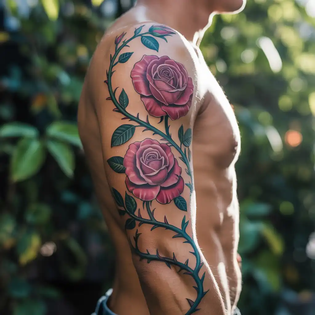 Rose Vine Arm Tattoo