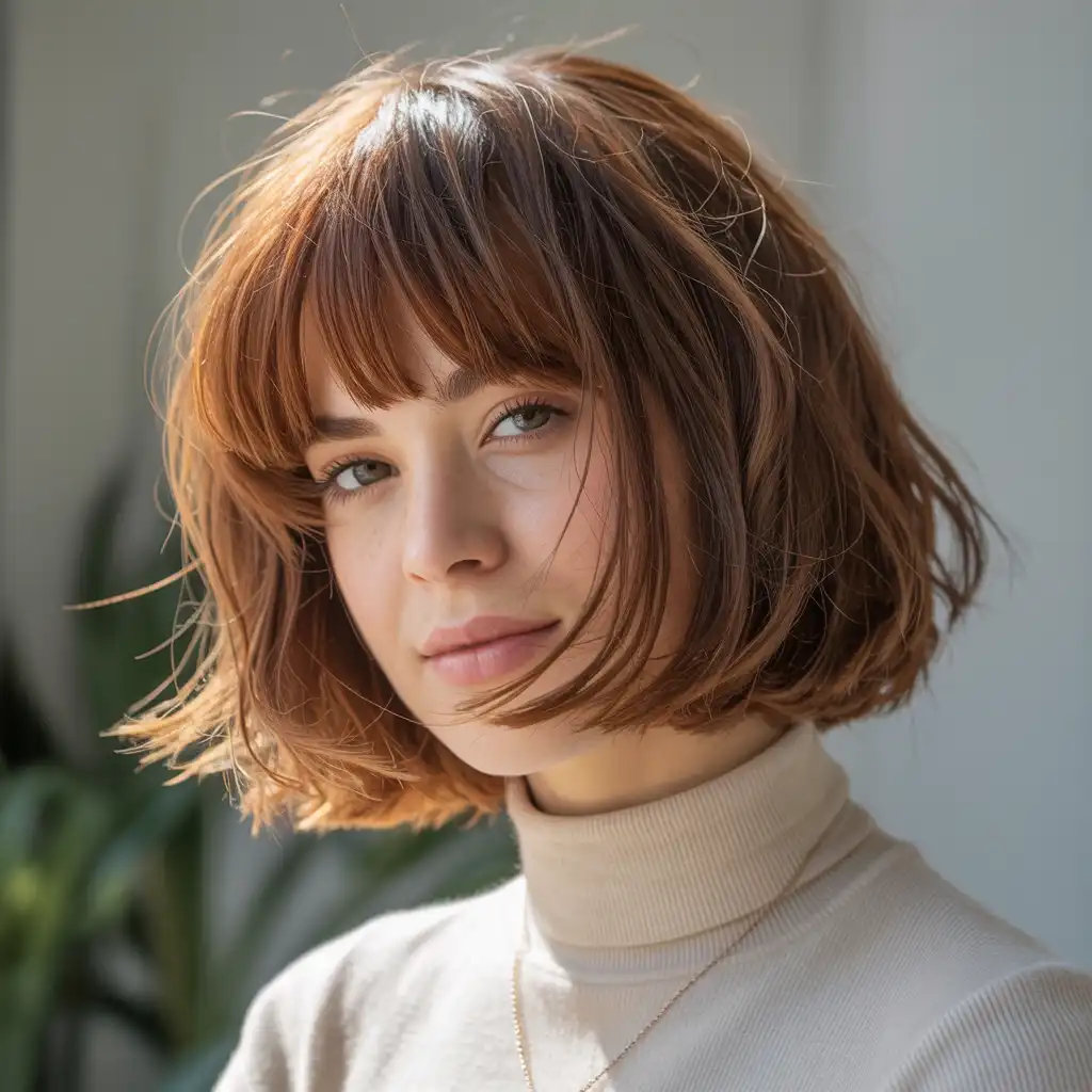 Shaggy Bob with Curtain Bangs