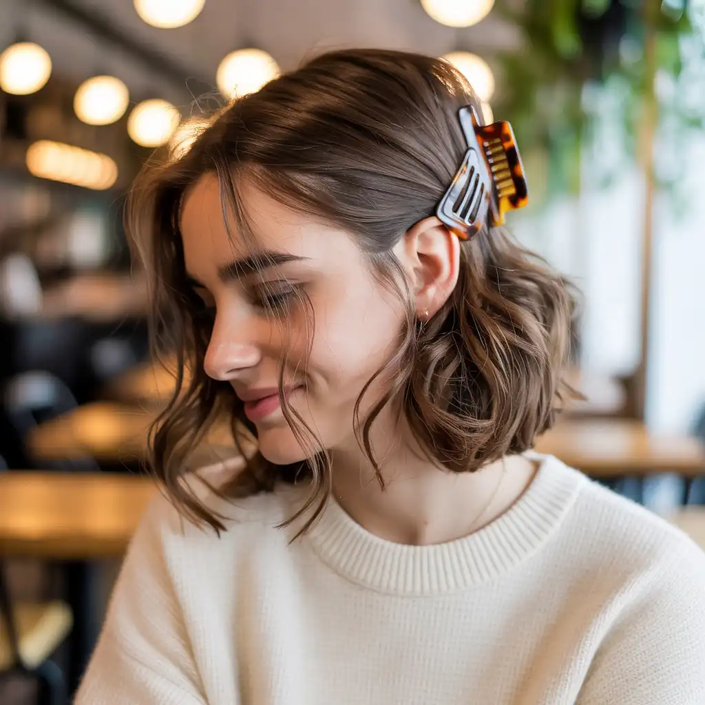 Shoulder-Length Hair with Claw Clip