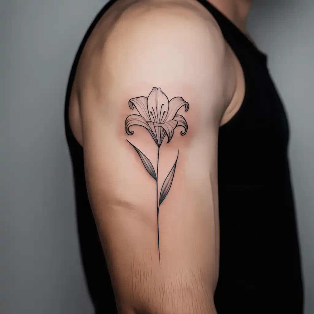 Single Stem Flower Arm Tattoo