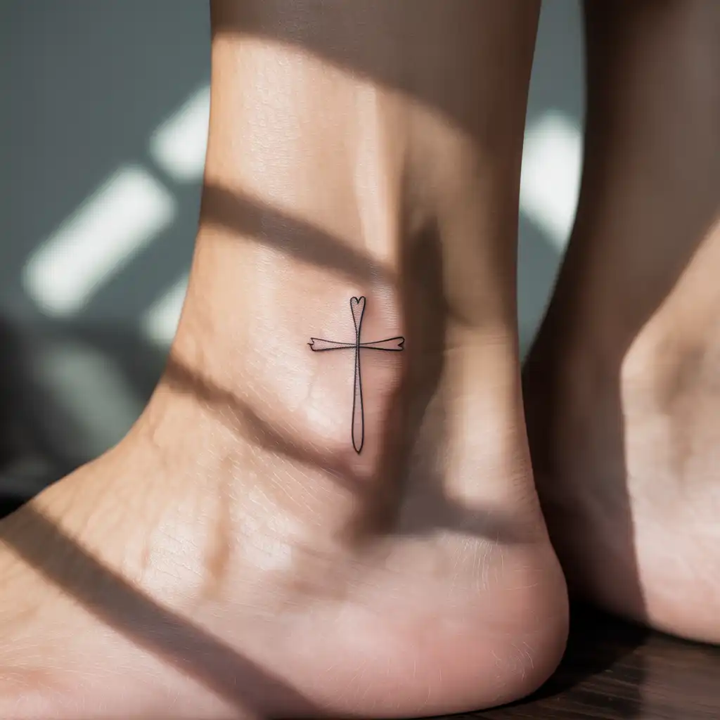 Small Cross with Heart Detail