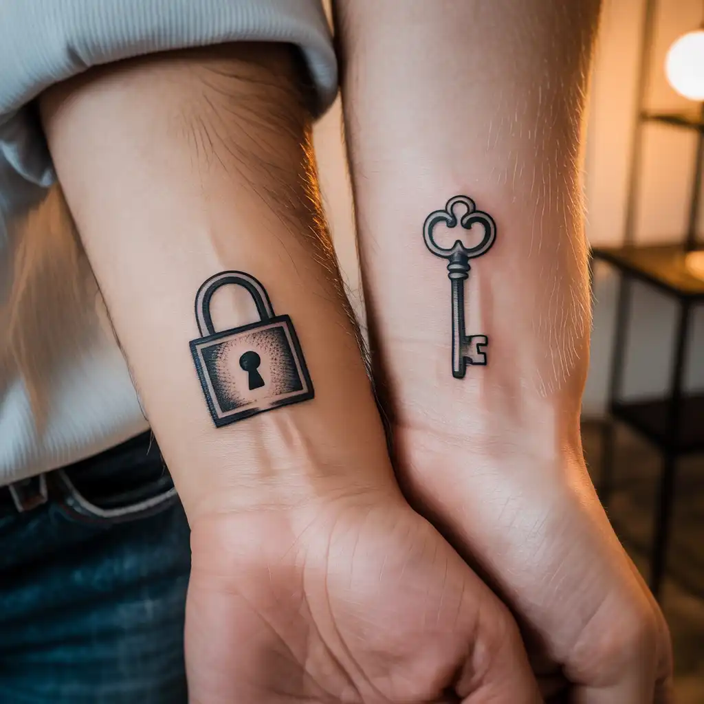 Small Lock and Key Tattoos