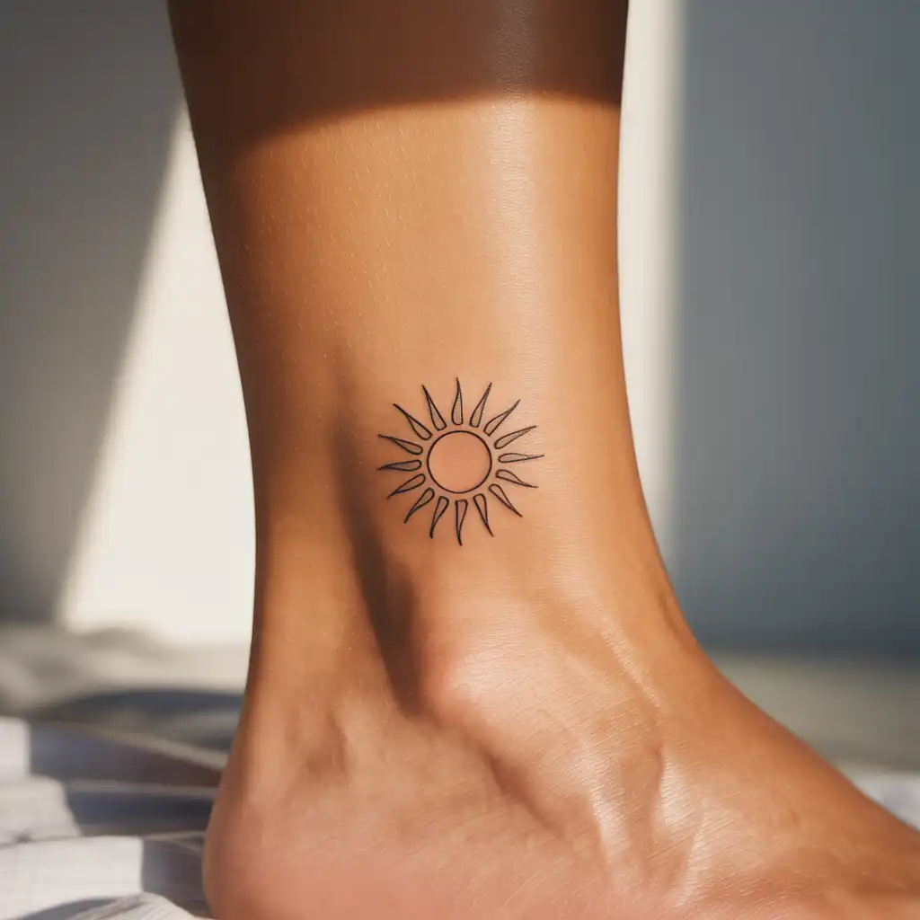 Small Sun Ankle Tattoo