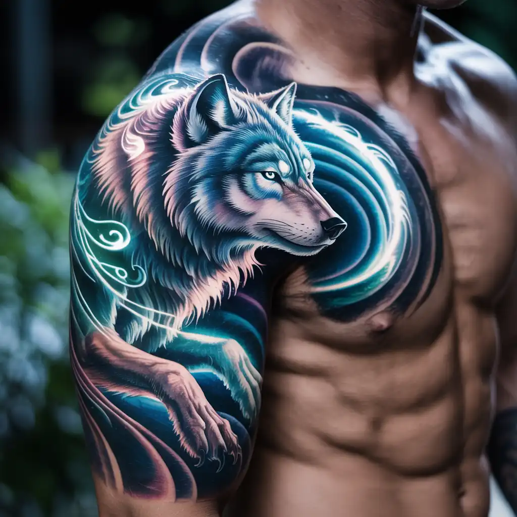 Spiritual Wolf Guardian Tattoo