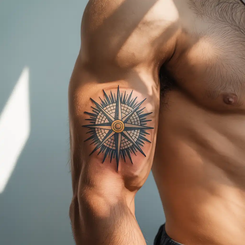 Sun Compass Hybrid Tattoo