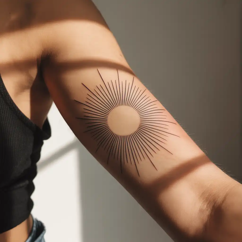 Sun Rays Minimal Tattoo