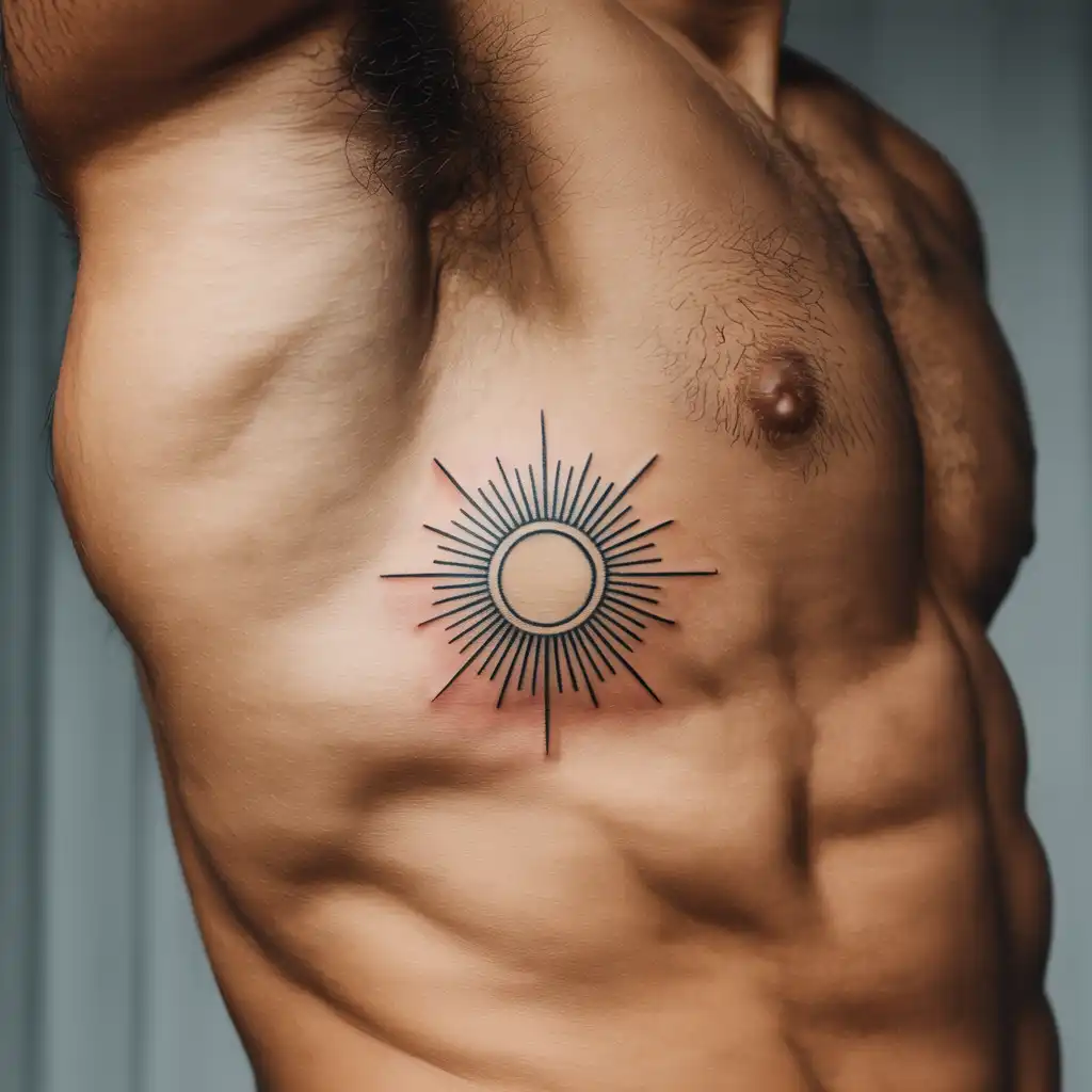 Sun Symbol Rib Tattoo