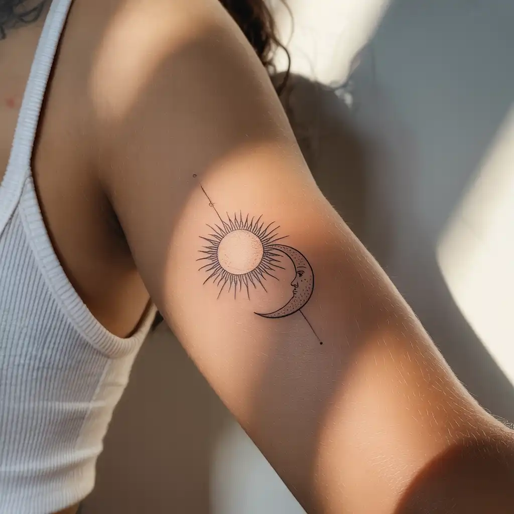 Sun and Moon Balance Tattoo