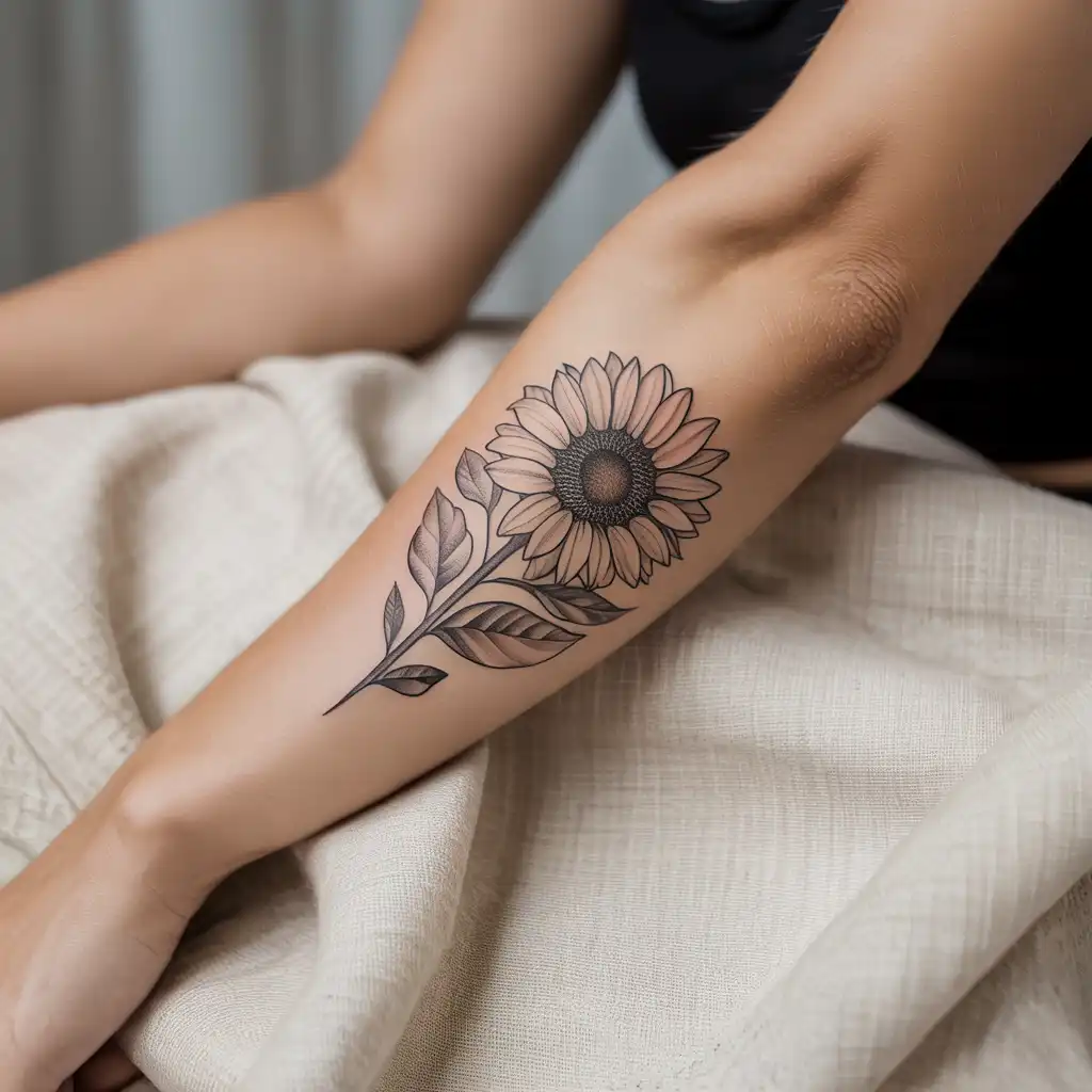Sunflower Lower Arm Tattoo