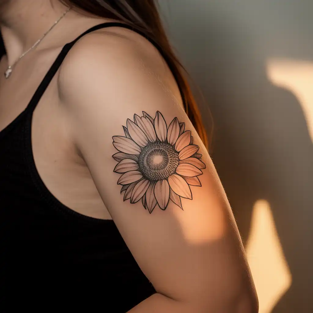 Sunflower Upper Arm Tattoo