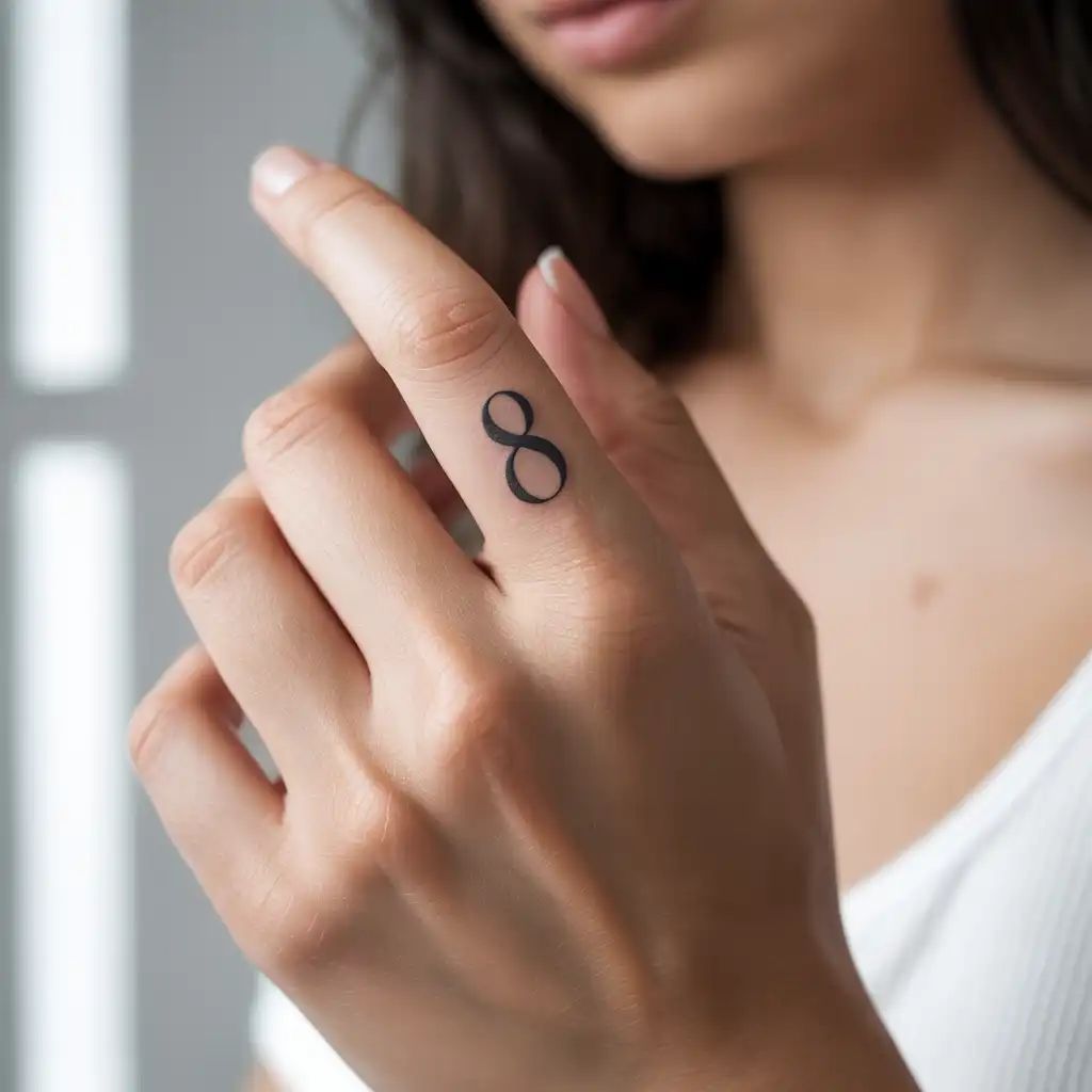 Tiny Angel Number Finger Tattoo