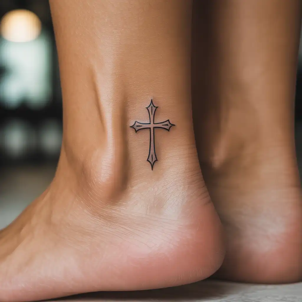 Tiny Cross on Inner Ankle