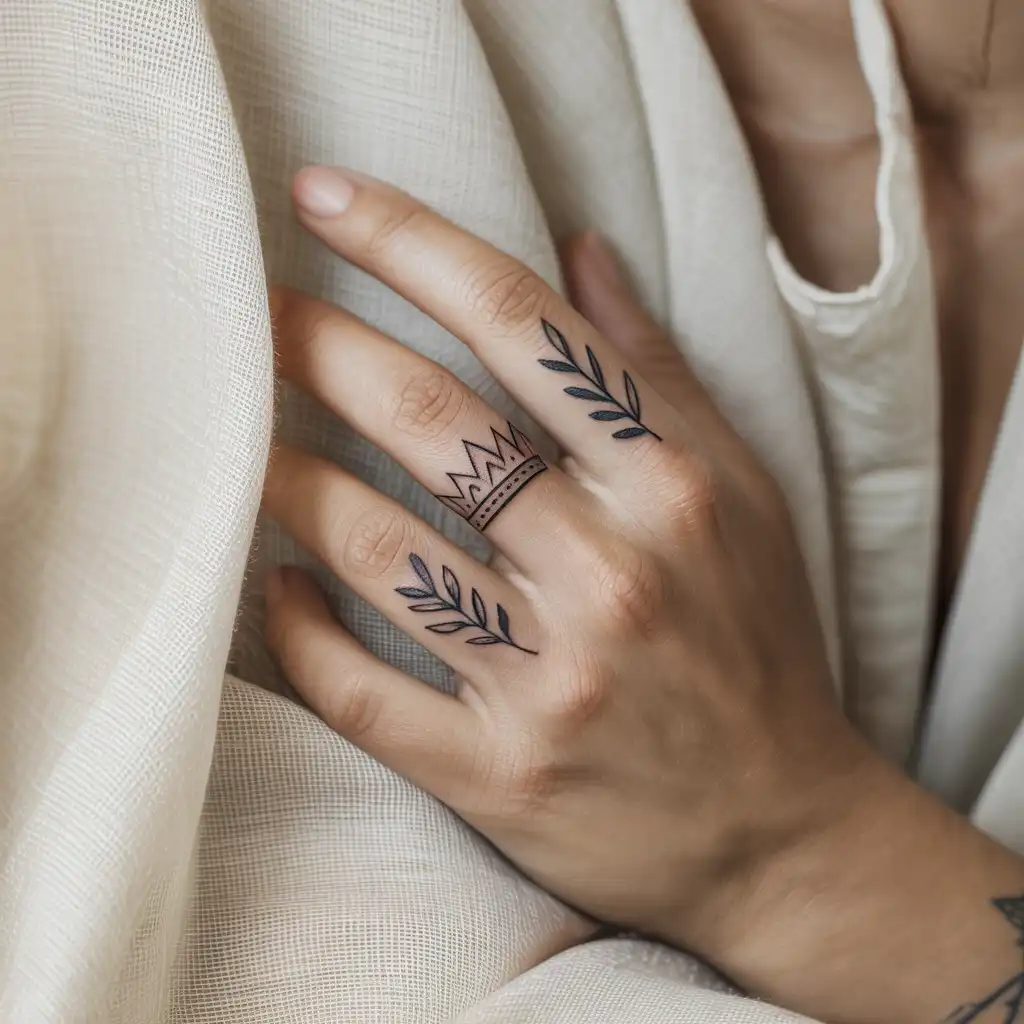 Tiny Crown Finger Tattoo