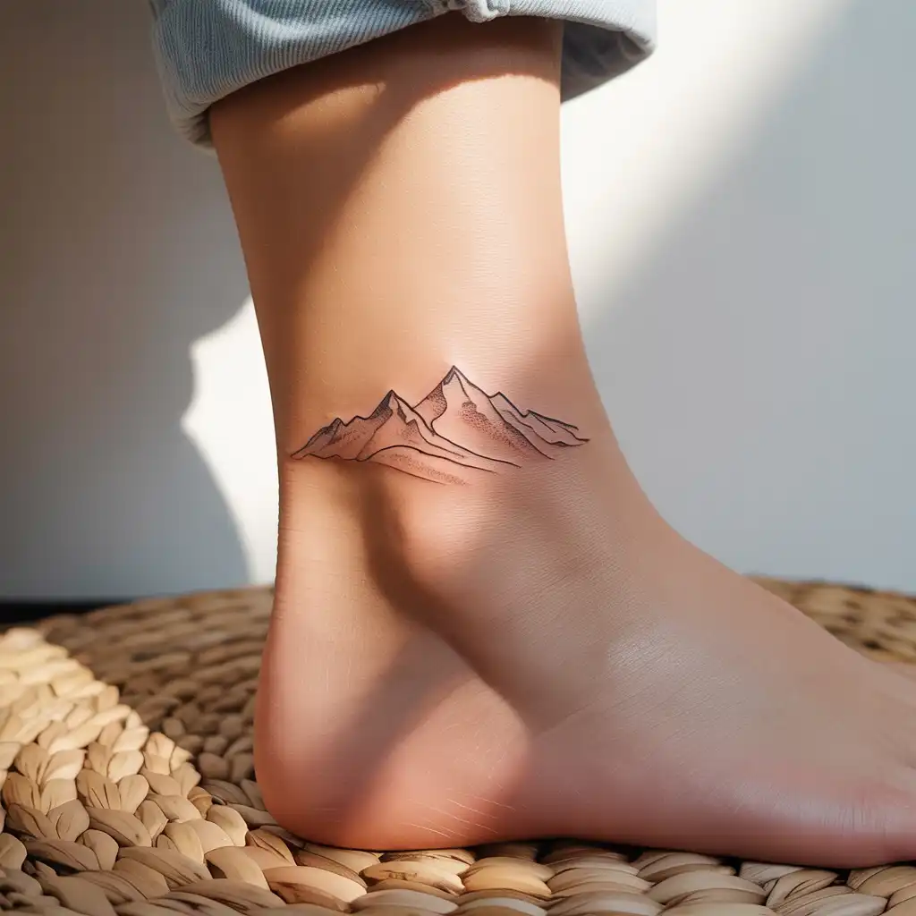 Tiny Mountain Ankle Tattoo