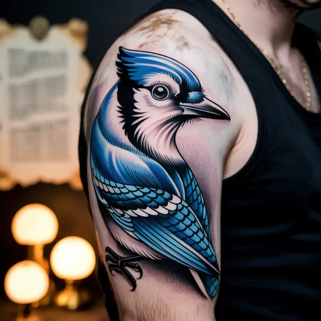 Traditional Blue Jay Tattoo