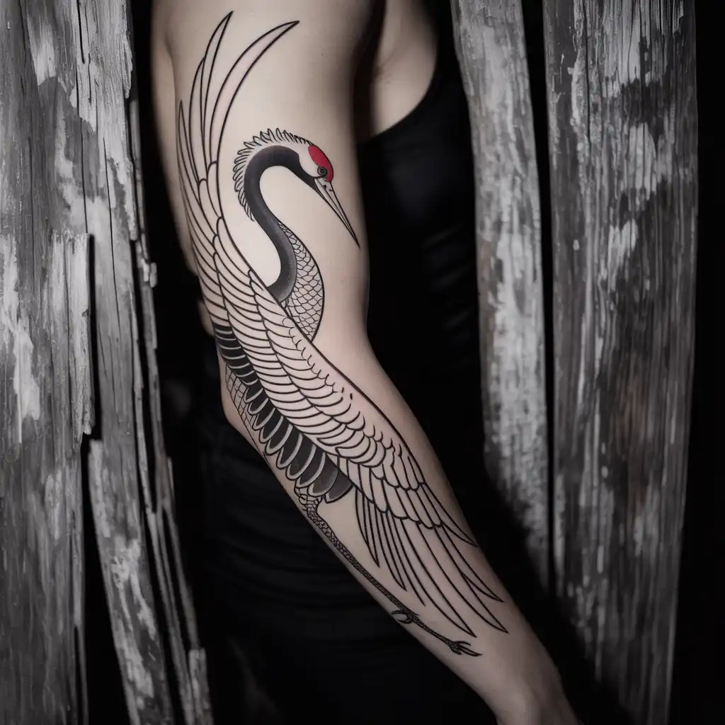 Traditional Crane Tattoo