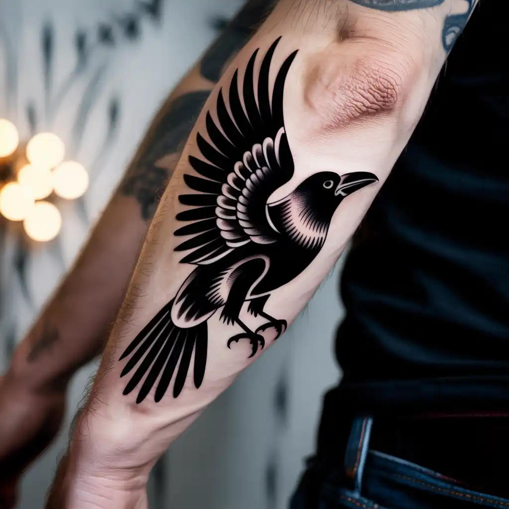 Traditional Crow Tattoo