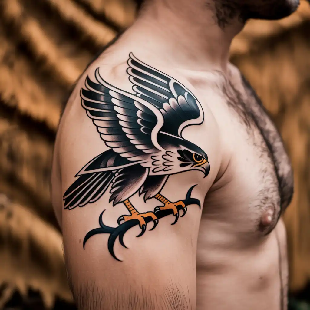 Traditional Falcon Tattoo